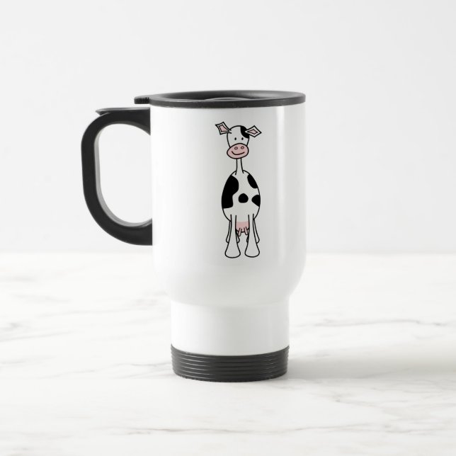 Caneca Térmica Desenhos animados preto e branco da vaca. Parte (Esquerda)