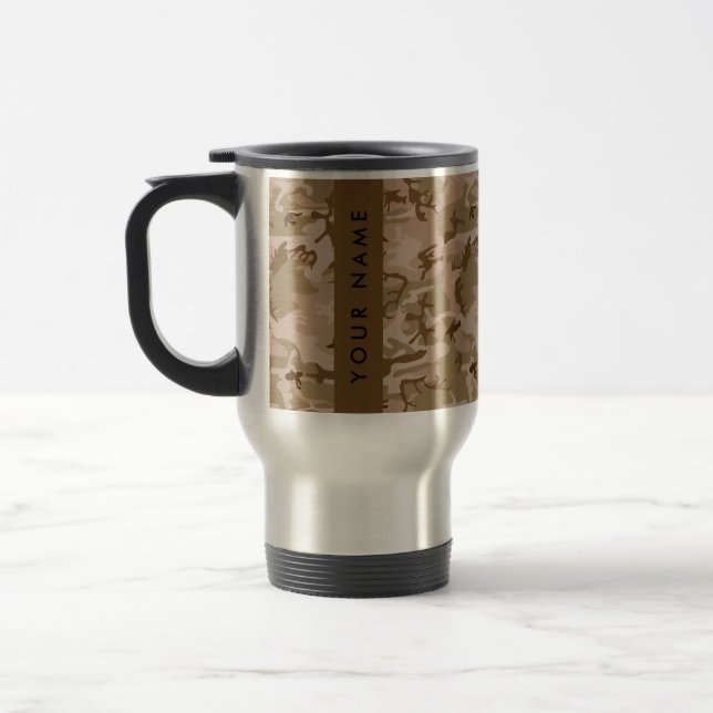 Caneca Térmica Desert Camouflage Patterno, seu nome, Personalize (Esquerda)