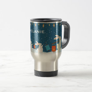 Caneca Térmica Desfile de Lanternas de Coelhos Fofos na Neve Pers