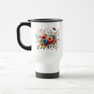 Caneca Térmica Design de Buquê Floral Colorido-58576