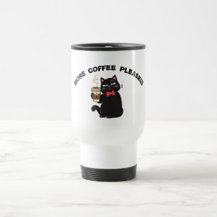 Caneca Térmica Design de Café de Gato Engraçado – “Mais Café, por