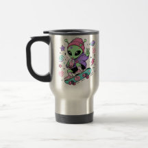 Design de Chá de Bolhas Alien Kawaii Skater