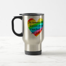 CANECA TÉRMICA DESIGN DE CORAÇÃO DE RAINBOW JOHN 15:12