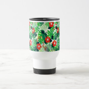 Caneca Térmica Design de Flores Tropicais Vermelhas