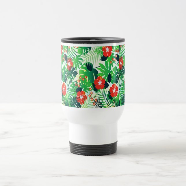 Caneca Térmica Design de Flores Tropicais Vermelhas (Centro)