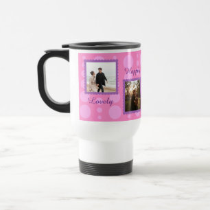 Caneca Térmica Design de Foto de Casal Cor-de-Rosa com Café e Tex