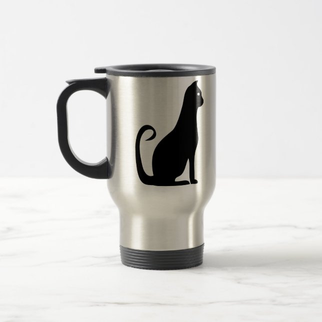 Caneca Térmica Design de Gato Negro (Esquerda)