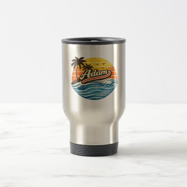 Caneca Térmica Design de Nome Adam Retro Pôr do Sol (Centro)