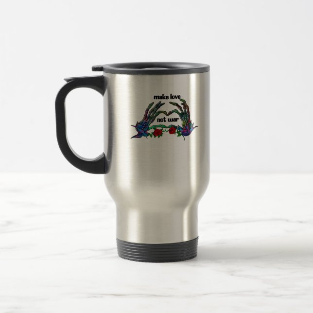 Caneca Térmica Design do Coração da Mão do Esqueleto (Esquerda)