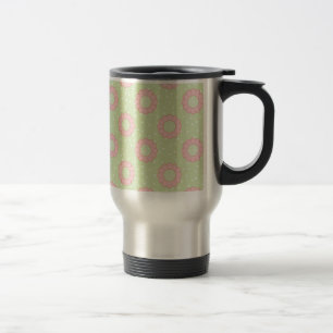 Caneca Térmica Design floral rosa e bolinhas