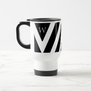 Caneca Térmica Design inicial Elegante em preto e branco
