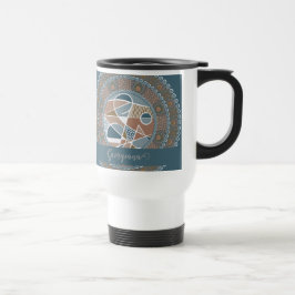Caneca Térmica Destaque de Teal e Abstrato de Dourado Personaliza