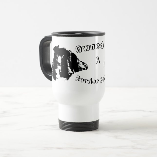 Caneca Térmica Detida Por Um Cão Engraçado Da Fronteira Collie (Frente Esquerda)