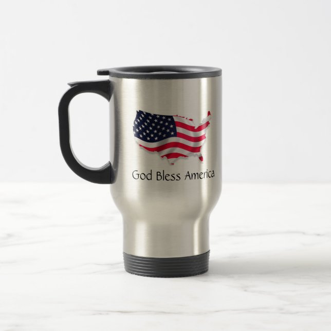 Caneca Térmica Deus abençoe América com bandeira do mapa (Esquerda)