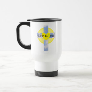 Caneca Térmica Deus é Bíblia de cura cruzada fiel Verse Amarelo