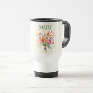 Caneca Térmica Dia das Mães Buquê de Flores Colorido Floral Mamãe