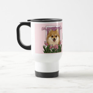 Caneca Térmica Dia das mães - tulipas cor-de-rosa - Pomeranian