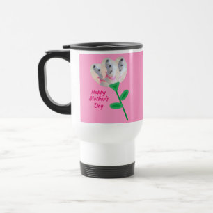 Caneca Térmica Dia de as mães Cachorro Cachorro Branco Rosa