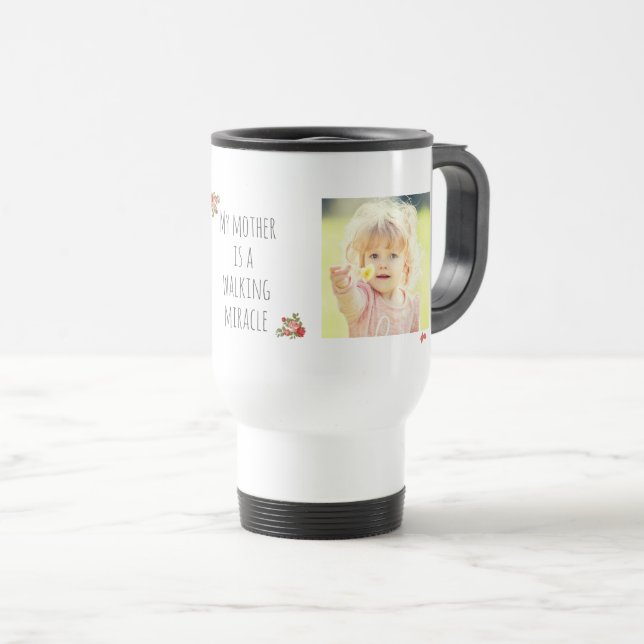 Caneca Térmica Dia de as mães de Fotografias Elegante e Família (Frente Esquerda)