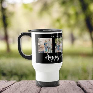Caneca Térmica Dia de as mães Feliz 4 Foto Personalizada Preta