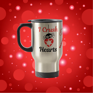 Caneca Térmica Dia de os namorados I Crush Hearts, aranha fofa  