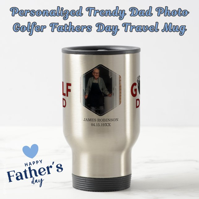 Caneca Térmica Dia de os pais Personalizado de Golfer de Foto do  (Criador carregado)
