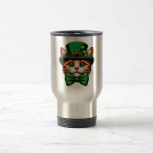 Caneca Térmica Dia de São Patrício, gato/gatinho