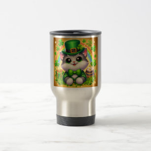 Caneca Térmica Dia de São Patrício, gato/gatinho