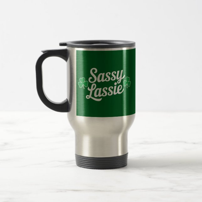 Caneca Térmica Dia de São Patrício Sassy Lassie Funny Irlandês (Esquerda)