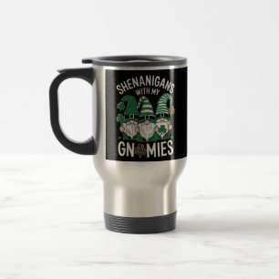 Caneca Térmica Dia de São Patrício Shamrock Sortudo Gnomos Leopar