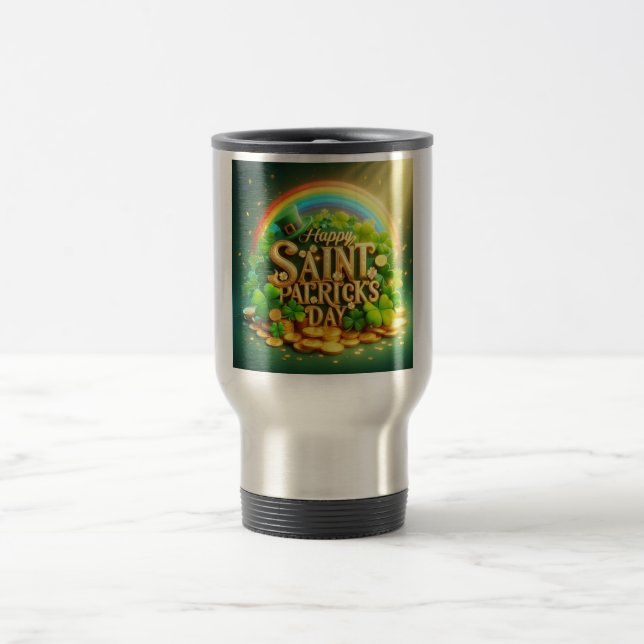 Caneca Térmica Dia de São Patrick, um belo arco-íris (Centro)