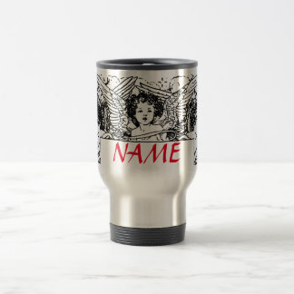 CANECA TÉRMICA DIMINUIR O AÇO INOXIDÁVEL COM ANOS PRETOS E BRANCO