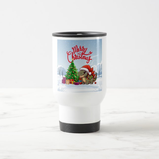 Caneca Térmica Dino de Natal de bebê Fofo/Extravagante (Centro)
