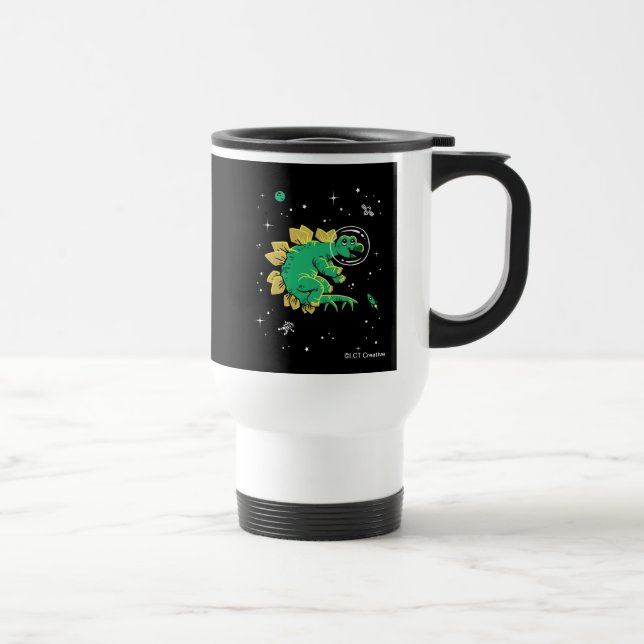 Caneca Térmica Dinos Do Stegossauro Verde Tan No Espaço (Direita)