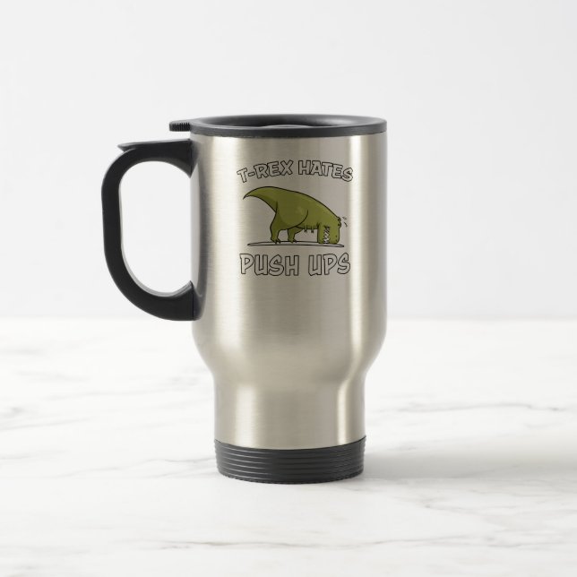 Caneca Térmica Dinossauro T-Rex Odeia Empurrar Malhação Gym (Esquerda)