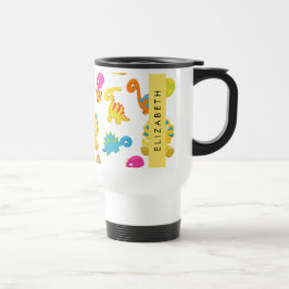 Caneca Térmica Dinossauros Bonitos, Padrão De Dinossauros, Seu No