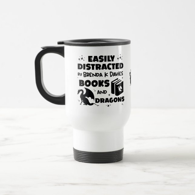 Caneca Térmica Distraído por Brenda K Davies Livros e Dragões (Esquerda)