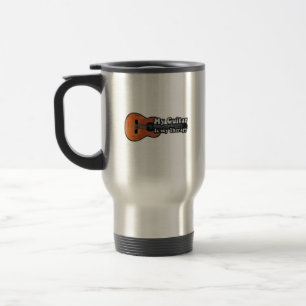 Caneca Térmica dizendo guitarra motivacional para guitarristas