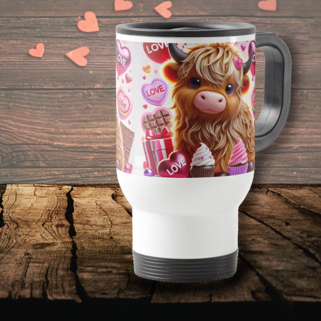Caneca Térmica Doce Como Namorados De Vaca Do Candy Highland (Criador carregado)
