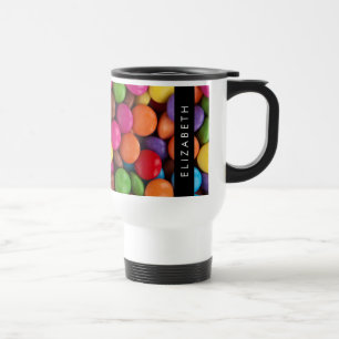 Caneca Térmica Doces Coloridos, Botões Doces, Doces, Seu Nome