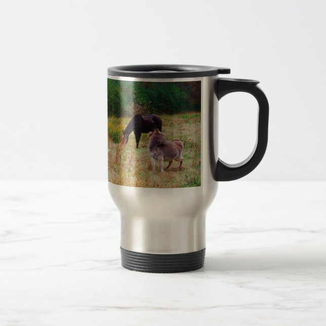 Caneca Térmica Donkey e cavalo num Campo de Queda. (Direita)