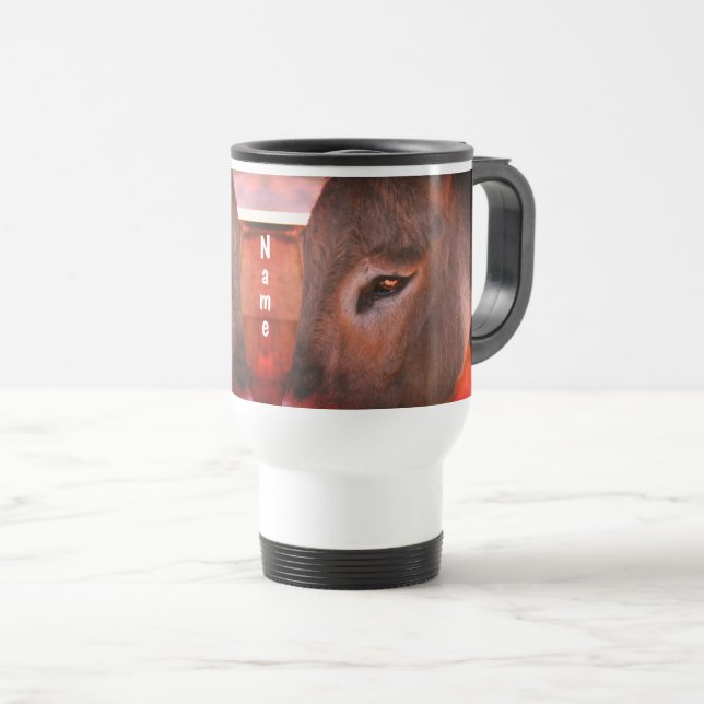 Caneca Térmica Donkey pensa que animal é personalizado (Frente Esquerda)