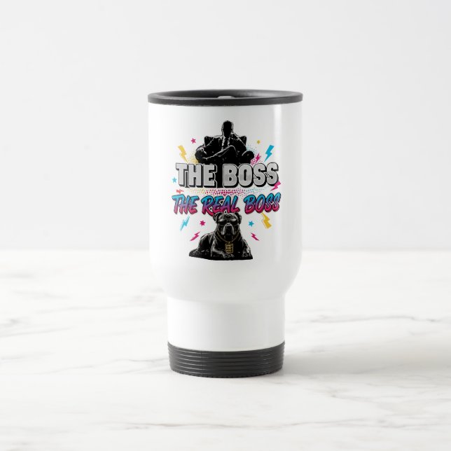 Caneca Térmica Dono de Cachorro Engraçado "O Verdadeiro Chefe" De (Centro)