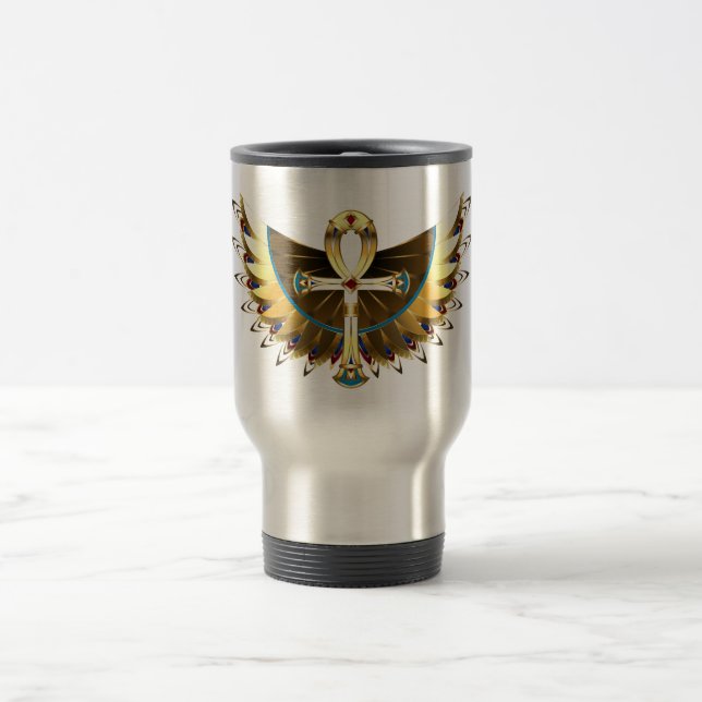 Caneca Térmica Dourada Ankh com Asas (Centro)