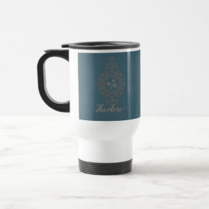 Caneca Térmica Dourado personalizado Rococo Lotus Mandala Ornamen