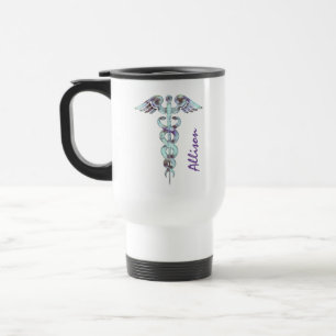 Caneca Térmica Doutor Médico Roxo Caduceus Personalized da