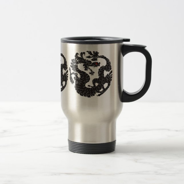 Caneca Térmica Dragão Oriental Negro (Direita)