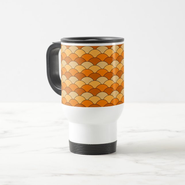 Caneca Térmica Dragon Scales, Fans, Waves, Seigaiha, Orange (Frente Esquerda)