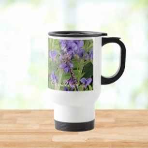 Caneca Térmica Dragonfly em Flores Roxas com Nome