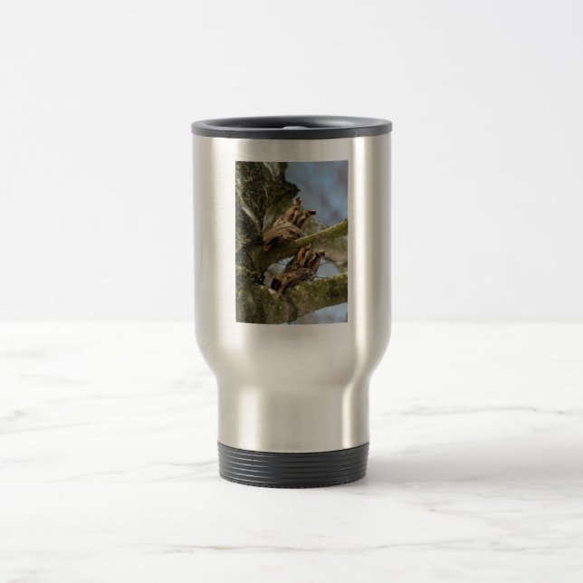 Caneca Térmica Duas Corujas nos Bosques, aves, vida selvagem Cane (Centro)